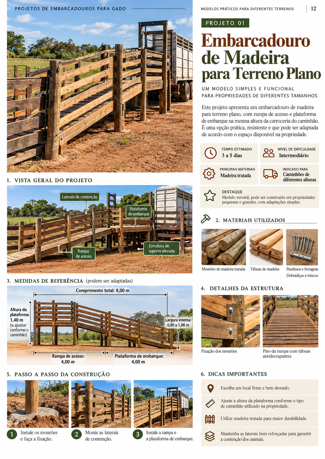 Página do material sobre embarcadouro de madeira para terreno plano