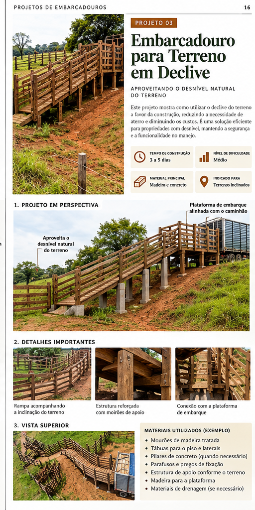 Página do material sobre embarcadouro para terreno em declive